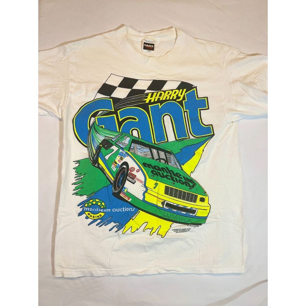 Vintage 90s‎ Harry Gant Manheim Auctions Racing Tultex T-Shirt Men's Large White